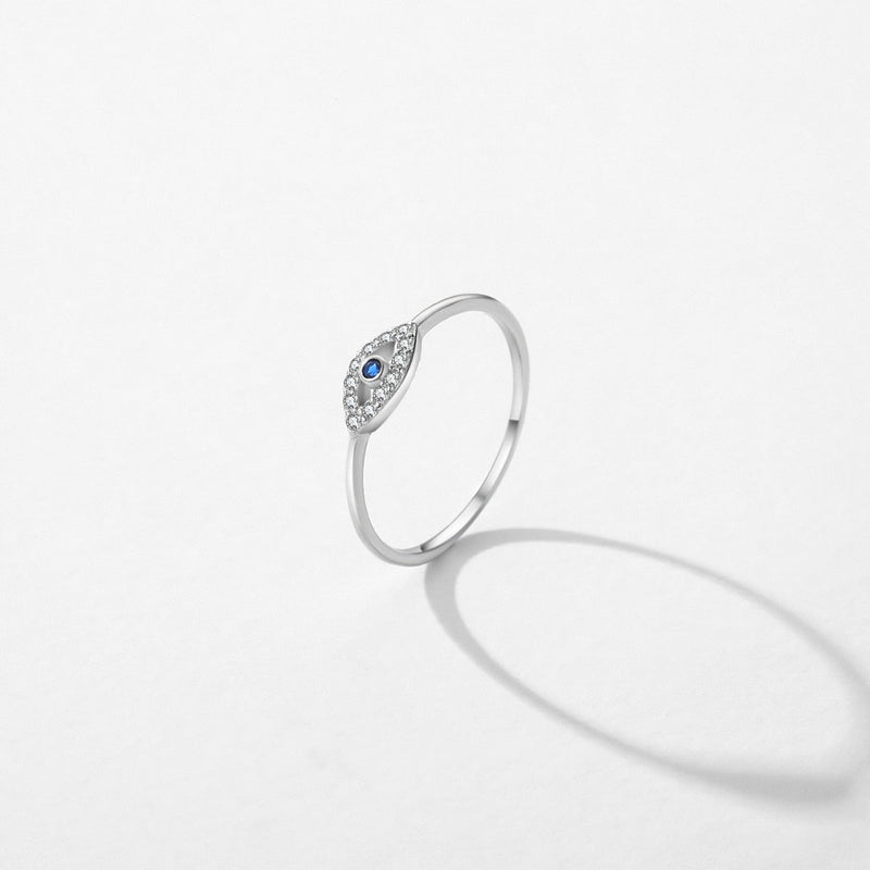 Anillo Solitario Ojo Griego Plata 925